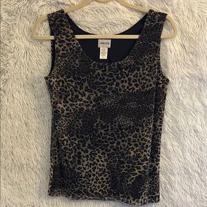 Chico’s Animal Print Metallic Gold Tank Size Medium